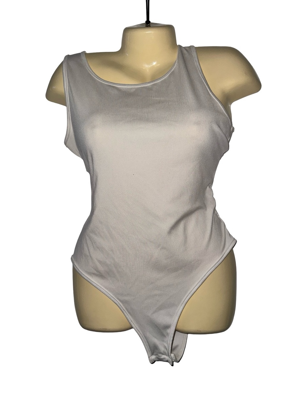 SHEIN White Ribbed Tank Bodysuit